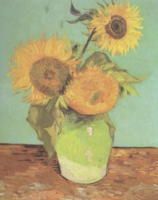 Vincent Van Gogh Three Sunflowers in a Vase (nn04) oil painting picture